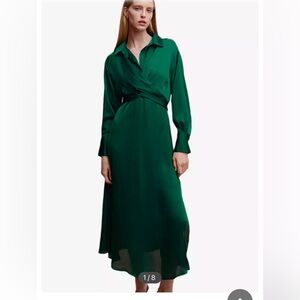 Mango green wrap dress great condition